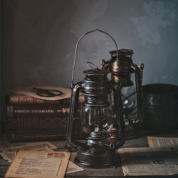 Ρετρό σιδερένιο φωτιστικό κηροζίνης με φιτίλι Vintage Photography Props Διακόσμηση σπιτιού για ειδώλια καφετέριας Μινιατούρες φωτιστικό κηροζίνης