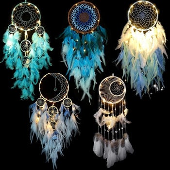 Dream Net Feather Crafts Dream Catcher Brown Wind Chimes Χειροποίητο Ονειροπαγίδα για επιτοίχιο αυτοκίνητο Διακόσμηση σπιτιού