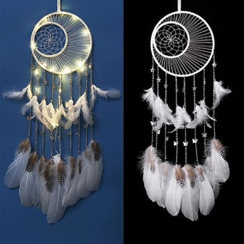 Dream Net Feather Crafts Dream Catcher Brown Wind Chimes Χειροποίητο Ονειροπαγίδα για επιτοίχιο αυτοκίνητο Διακόσμηση σπιτιού