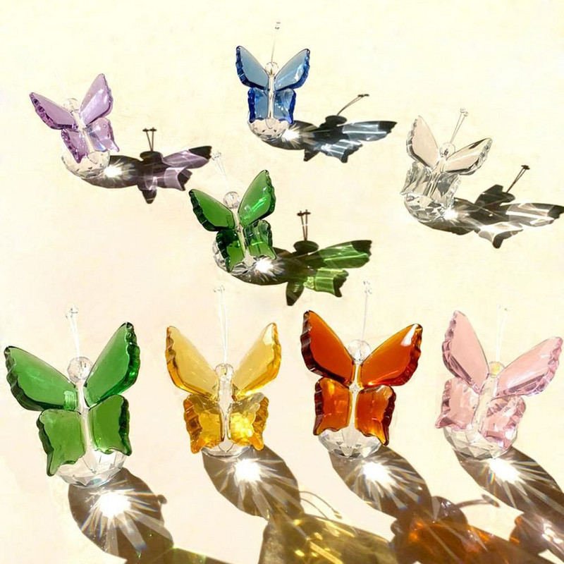 Fluture de cristal de lux Ornament nordic de fluture de cristal transparent cadou de nuntă creativ Fluture de cristal de sticlă norocos