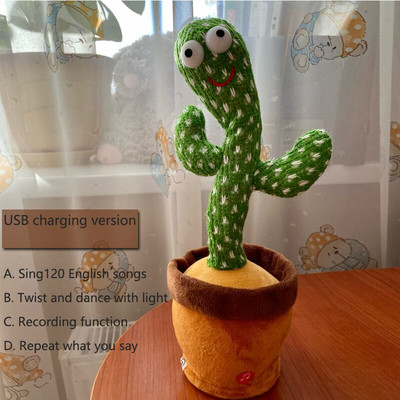Прекрасна говореща играчка Танцуващ кактус Кукла Говорете Говорете Звукозапис Повторете играчка Kawaii Кактус Играчки Деца Деца Образователна играчка Подарък