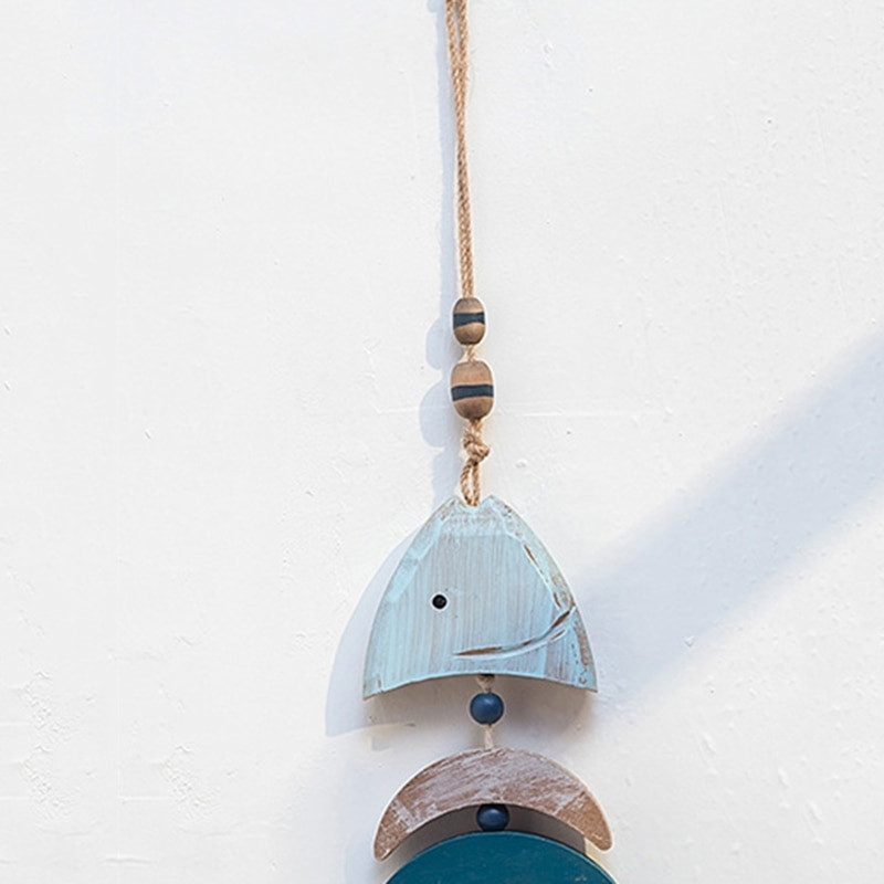 Mediniai dekoro žuvies kaulai su karoliukais Paplūdimio tema Sienų dekoro durų kabantys ornamentas Jūrinis dekoras