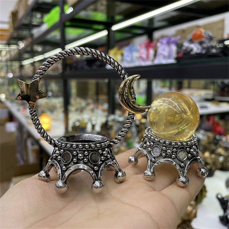 Star Moon Crown fém kristálygömb tartó mágikus gömb kijelző állvány asztali díszek fényképészeti kellékek