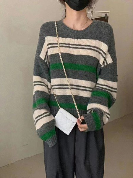 Pulover cu mânecă lungă, cu gât rotund, pentru femei