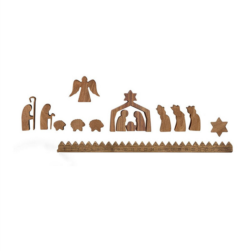 Kalėdų gimimo scenos rinkiniai Mediniai Jėzaus kalendorius Amatai Stalo papuošalai Gimimo ceremonijos katalikų mini figūrėlės