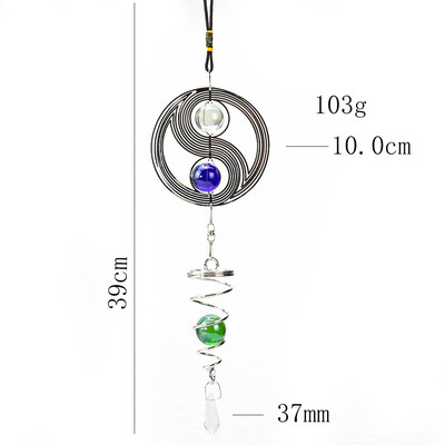 Jedinstveni kineski Yin Yang Tai Chi ležaj od nehrđajućeg čelika, rotacija, kristalna kugla, prizma, luster, vjetrena zvona, privjesak, viseći ukras