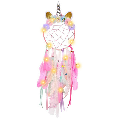 Vienaragio svajonių gaudyklė su LED lempute pakabinama prie sienos namų dekoracija Kawaii Dreamcatcher Kalėdų Naujųjų metų gimtadienio dovanos mergaitėms