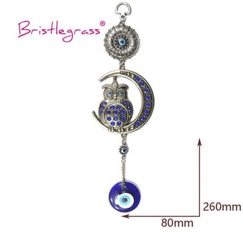 BRISTLEGRASS Turkish Blue Evil Eye Moon Owl Φυλαχτό Γούρι Κρεμαστό τοίχου Κρεμαστό Εκκρεμές Ευλογία Προστασία Δώρο Διακόσμηση σπιτιού