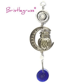 BRISTLEGRASS Turkish Blue Evil Eye Moon Owl Φυλαχτό Γούρι Κρεμαστό τοίχου Κρεμαστό Εκκρεμές Ευλογία Προστασία Δώρο Διακόσμηση σπιτιού