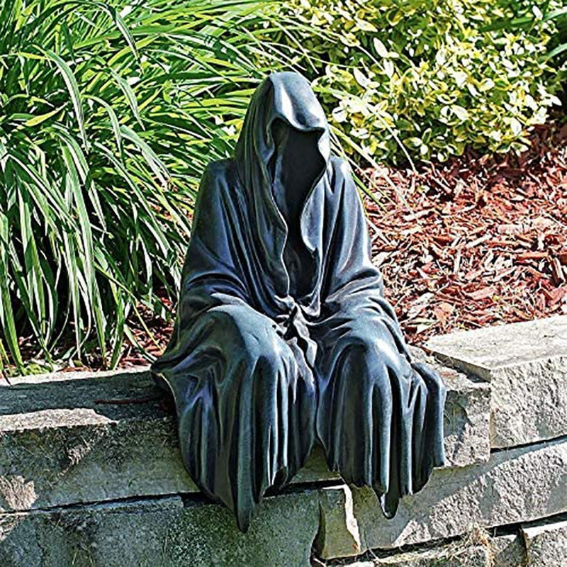 Fekete Kaszás szobor Izgalmas fekete köntös Éjszakázó Gyanta Kert Figura Dísz Horror Szellem Szobor Íróasztal dekoráció