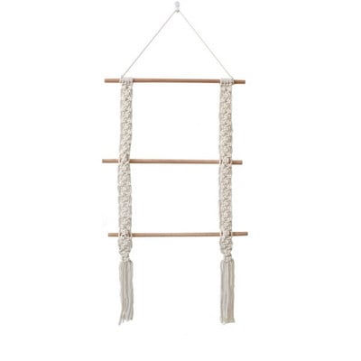 Kézzel készített bojt makramé gobelin fali függesztő polc Boho pamut kötél szőtt növényi fogas fa fali dekoráció