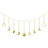 Фаза на луната Висящ на стена Ръчно изработен златен метал 13 луни 36" гирлянд Бохо Домашен декор Спалня Небесно изкуство Фази Бохемски