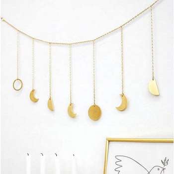 Moon Phase Wall Hanging Handmade Hammered Gold Metal 13 Moons 36\