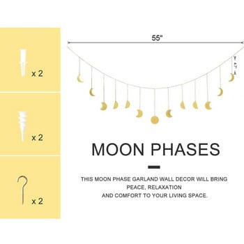 Moon Phase Wall Hanging Handmade Hammered Gold Metal 13 Moons 36\