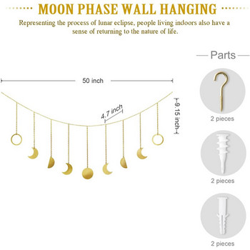 Moon Phase Wall Hanging Handmade Hammered Gold Metal 13 Moons 36\