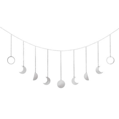 Фаза на луната Висящ на стена Ръчно изработен златен метал 13 луни 36" гирлянд Бохо Домашен декор Спалня Небесно изкуство Фази Бохемски