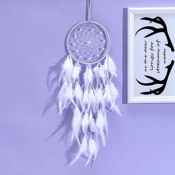 Dream Catcher Tree of Life με Φτερά Indians Style Crystal Stone Στολίδι Κρεμαστό Σπιτιού για Κοιτώνα Χειροποίητο Δώρο 60cm