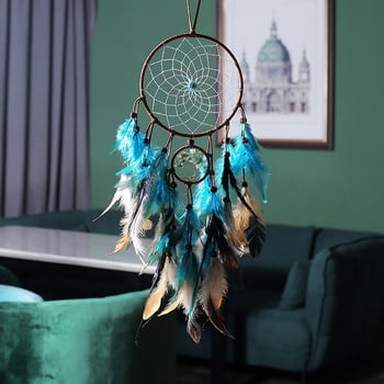 Dream Catcher Tree of Life με Φτερά Indians Style Crystal Stone Στολίδι Κρεμαστό Σπιτιού για Κοιτώνα Χειροποίητο Δώρο 60cm