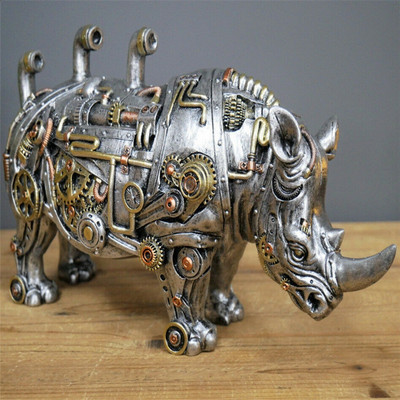 Mechanical Punk Dog Figure Resin Crafts Steampunk Bulldog Dog Resin Statue Statue Statue Decorations Desktop Desktop Home