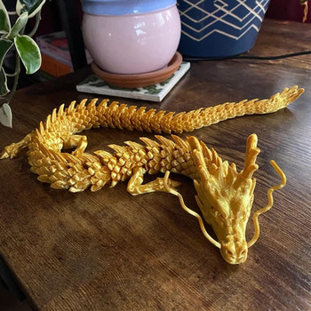 3D отпечатан артикулиран дракон Китайски дълъг гъвкав реалистичен орнамент Играчка модел Декорация на домашен офис Декорация на детски подаръци