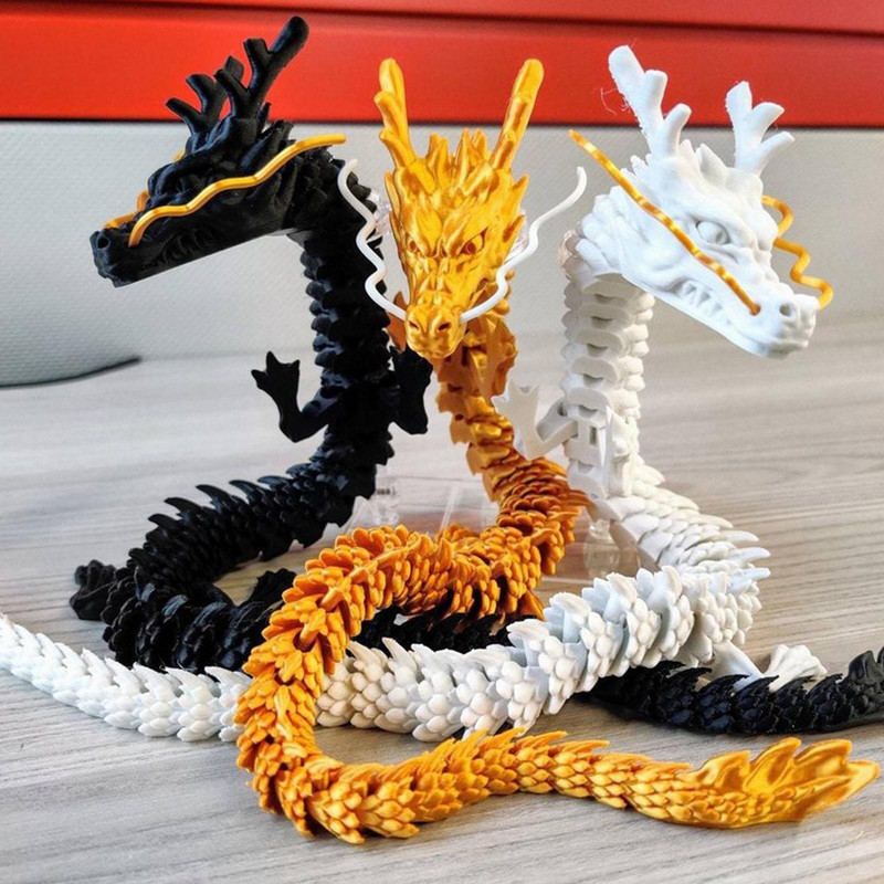 3D nyomtatott csuklós sárkány kínai hosszú, rugalmas, valósághű díszes játék modell otthoni irodai dekoráció dekoráció gyerekeknek ajándékok