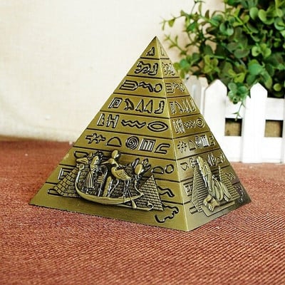 Egiptean Metal Faraon Khufu Piramide Figurină Piramidă Clădire Statuie Miniaturi Home Office Decor Desktop Suvenir Cadou