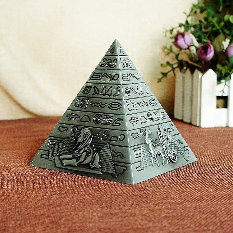 Egiptean Metal Faraon Khufu Piramide Figurină Piramidă Clădire Statuie Miniaturi Home Office Decor Desktop Suvenir Cadou