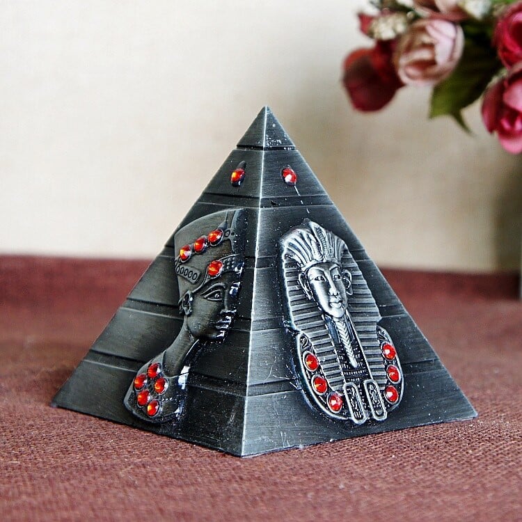 Egiptean Metal Faraon Khufu Piramide Figurină Piramidă Clădire Statuie Miniaturi Home Office Decor Desktop Suvenir Cadou