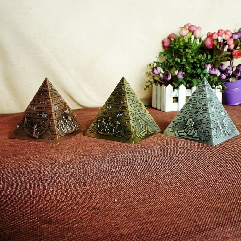Egiptean Metal Faraon Khufu Piramide Figurină Piramidă Clădire Statuie Miniaturi Home Office Decor Desktop Suvenir Cadou
