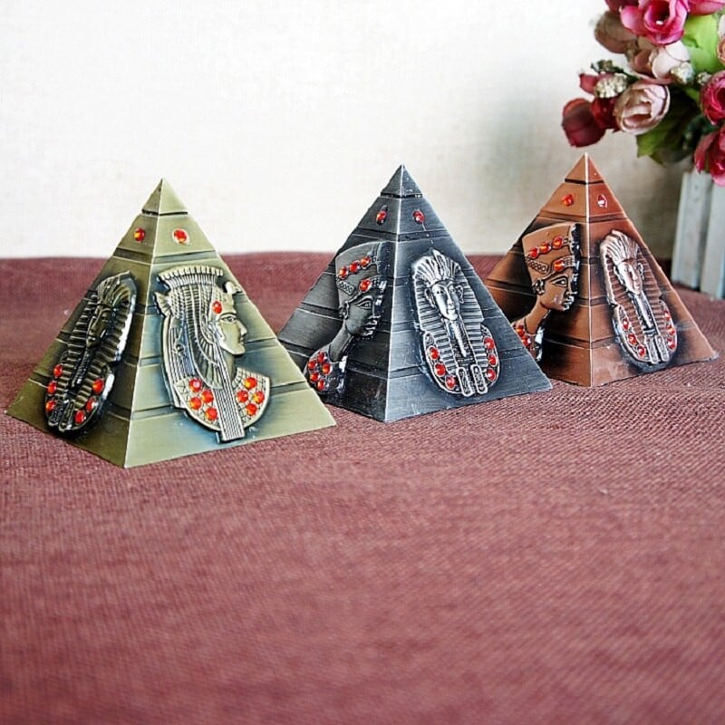 Egiptean Metal Faraon Khufu Piramide Figurină Piramidă Clădire Statuie Miniaturi Home Office Decor Desktop Suvenir Cadou