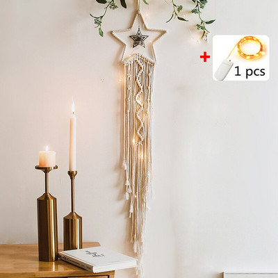 Boho Moon Star Dream Catcher Baltos Didelės Svajonių gaudyklės Vestuvėms Namų dekoravimui Merginoms Vaikams Darželio dekoravimo Dovana