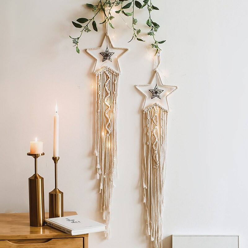 Boho Moon Star Dream Catcher Baltos Didelės Svajonių gaudyklės Vestuvėms Namų dekoravimui Merginoms Vaikams Darželio dekoravimo Dovana
