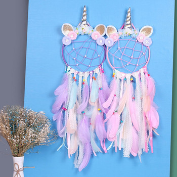 Unicorn Dream Catcher Χειροποίητα Wind Chime Dream Catchers Home Hanging Craft Δώρο Dreamcatcher Στολίδι Babyroom LED