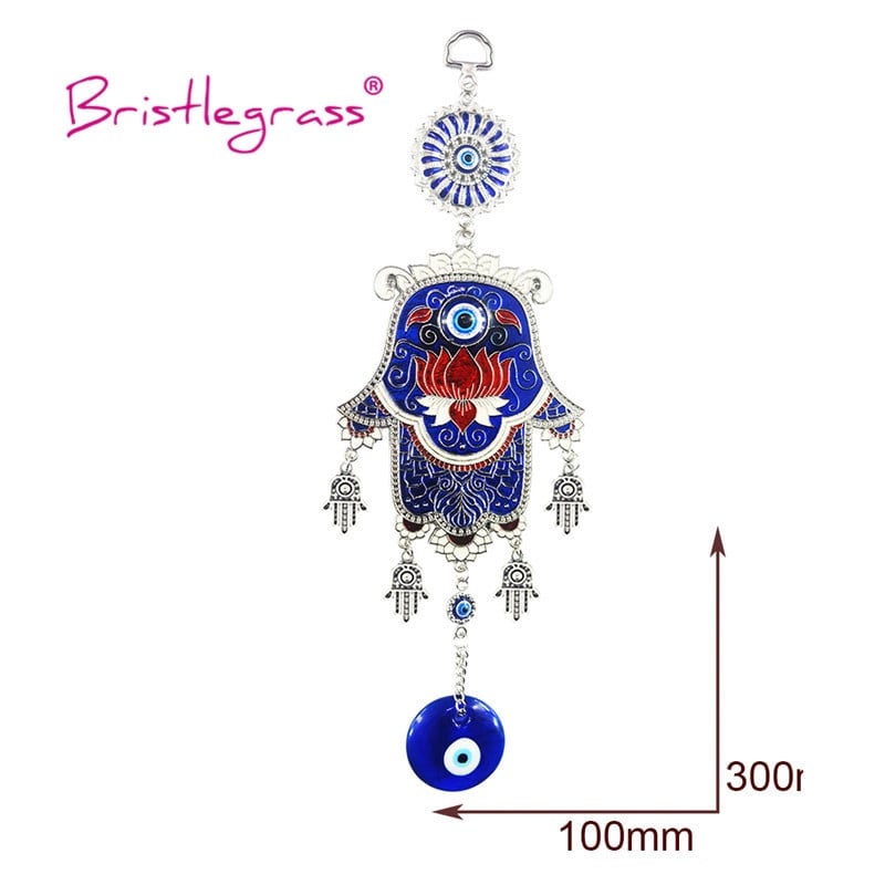 BRISTLEGRASS Török kék gonosz szem Lótuszvirág Hamsa kézi amulett Lucky Charm autós fali függesztő áldás védő dekoráció