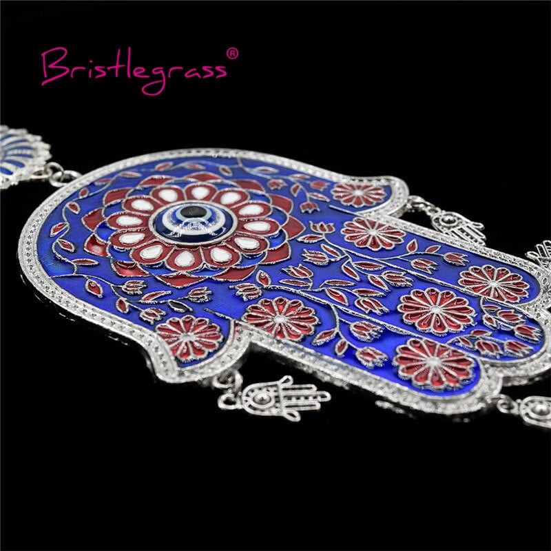 BRISTLEGRASS Török kék gonosz szem Lótuszvirág Hamsa kézi amulett Lucky Charm autós fali függesztő áldás védő dekoráció