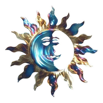 Νέα Creative Μεταλλική Τέχνη Τοίχου Αγαλματίδιο Sun Moon Κρεμαστό Στολίδι Περίφραξης Διαδρόμου Κρεμαστό Τοίχο Διακόσμηση για Σαλόνι