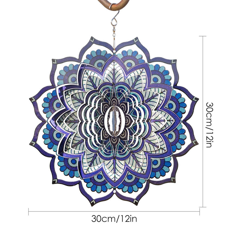 3D nerūdijančio plieno metalo mandala geometrinio rašto vėjo varpelio kabantis vėjo suktukas terasa sodo madingas ornamentas