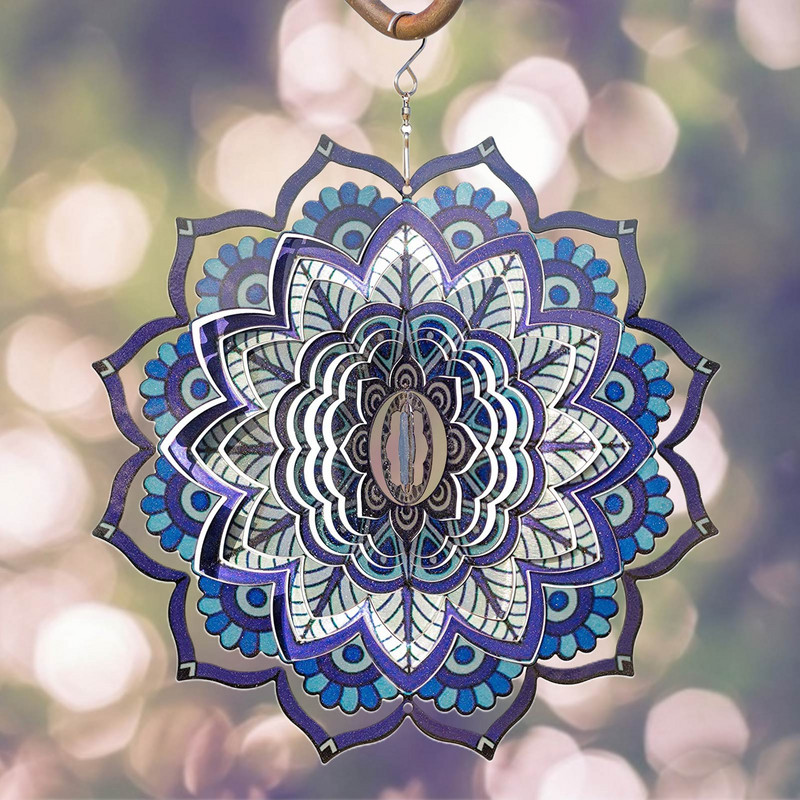 3D nerūdijančio plieno metalo mandala geometrinio rašto vėjo varpelio kabantis vėjo suktukas terasa sodo madingas ornamentas