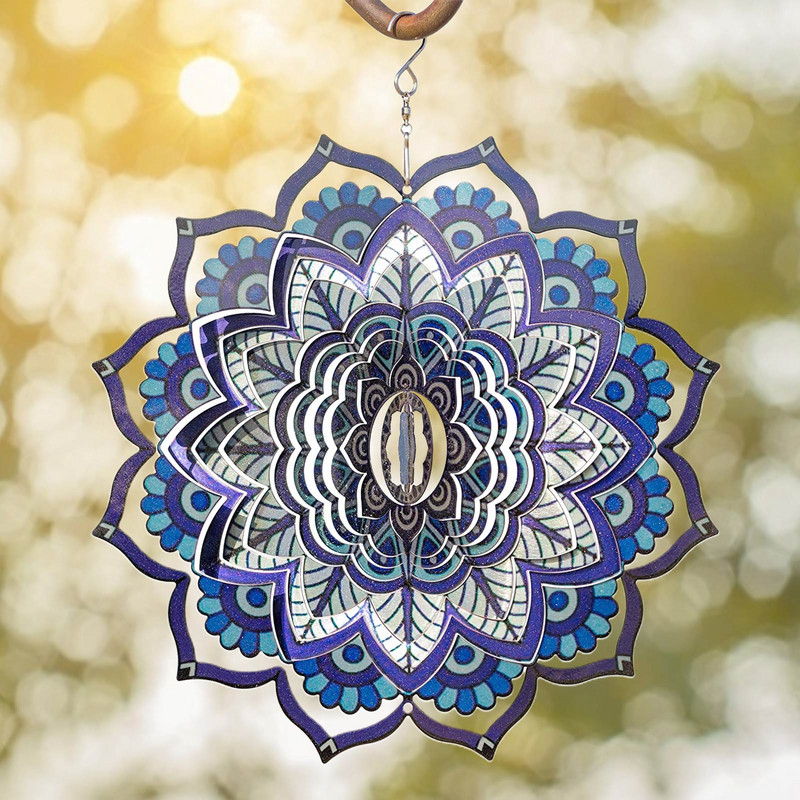 3D nerūdijančio plieno metalo mandala geometrinio rašto vėjo varpelio kabantis vėjo suktukas terasa sodo madingas ornamentas