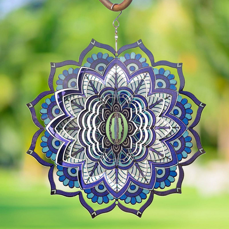3D nerūdijančio plieno metalo mandala geometrinio rašto vėjo varpelio kabantis vėjo suktukas terasa sodo madingas ornamentas