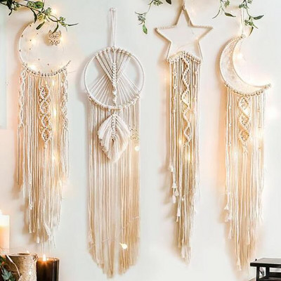 Nordic Dream Catcher Διακόσμηση τοίχου Macrame Moon Star Boho στυλ Dreamcatcher Διακόσμηση σπιτιού