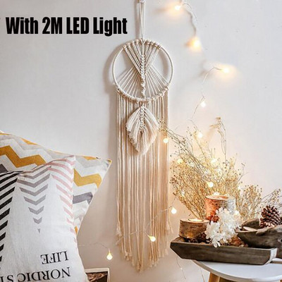 Nordic Dream Catcher fali dekoráció Makramé Hold csillag Boho stílusú álomfogó szoba lakberendezés