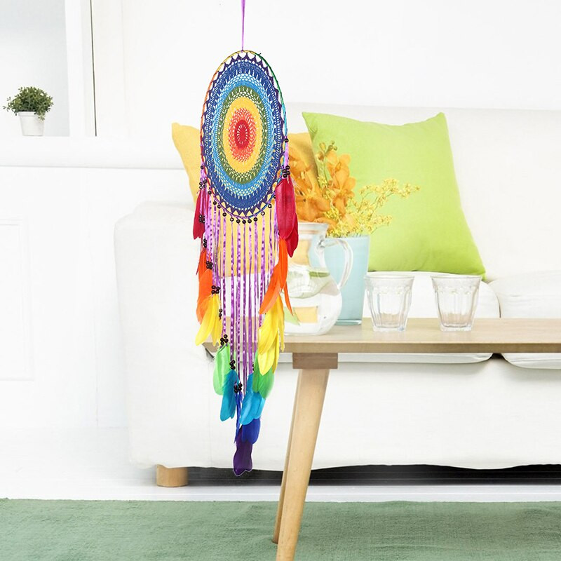 2018 m. kūrybingi, spalvingi vėjo varpelio papuošalai, interjero puošmena Svajonių gaudyklė, pakabinama ant sienos miegamojo svetainė, rankų darbo pakabukas