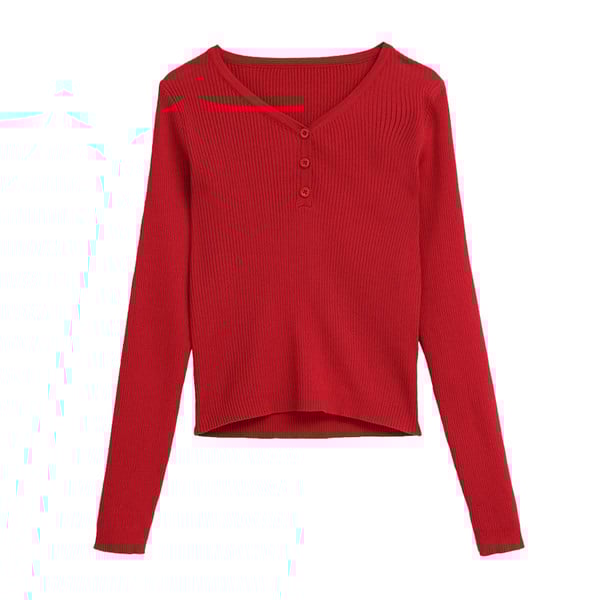 Bluză casual cu decolteu în V și nasturi