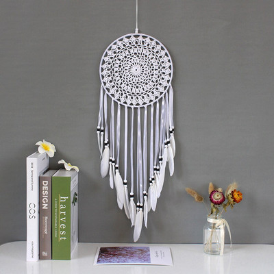 White Feather Dream Catcher Διακόσμηση Δωματίου Κρεμαστό Τοίχου Κροσέ Web μεγάλου μεγέθους Dreamcatcher Ντελικάτα αξεσουάρ διακόσμησης σπιτιού