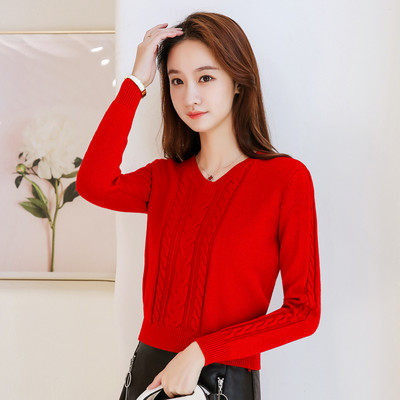 Pulover de dama tricotat cu decolteu ascutit - mai multe culori