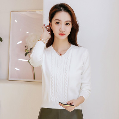 Pulover de dama tricotat cu decolteu ascutit - mai multe culori