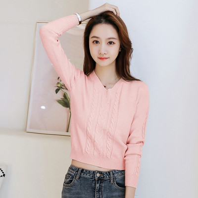 Pulover de dama tricotat cu decolteu ascutit - mai multe culori