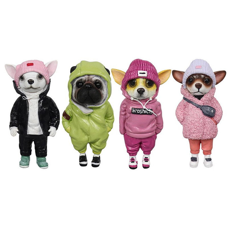 Aranyos divatos állati mogwai kézzel készített babák Valentina Gekova Chihuahua Sharpei Kutya állapota Otthoni dekoráció figura kiegészítők