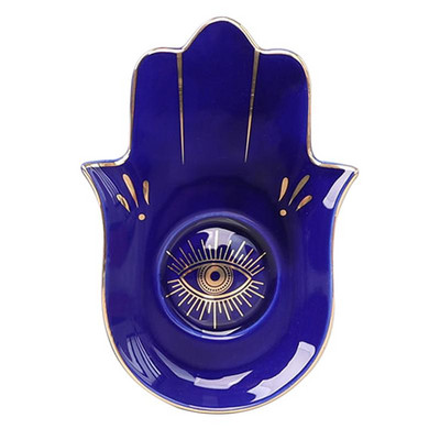 1 τεμ. Evil Eye Buddhist Hand Tray Διακοσμητικός δίσκος κοσμημάτων Κεραμική θήκη αποθήκευσης Μικρό πιάτο αποθήκευσης Διακόσμηση κοσμηματοθήκης